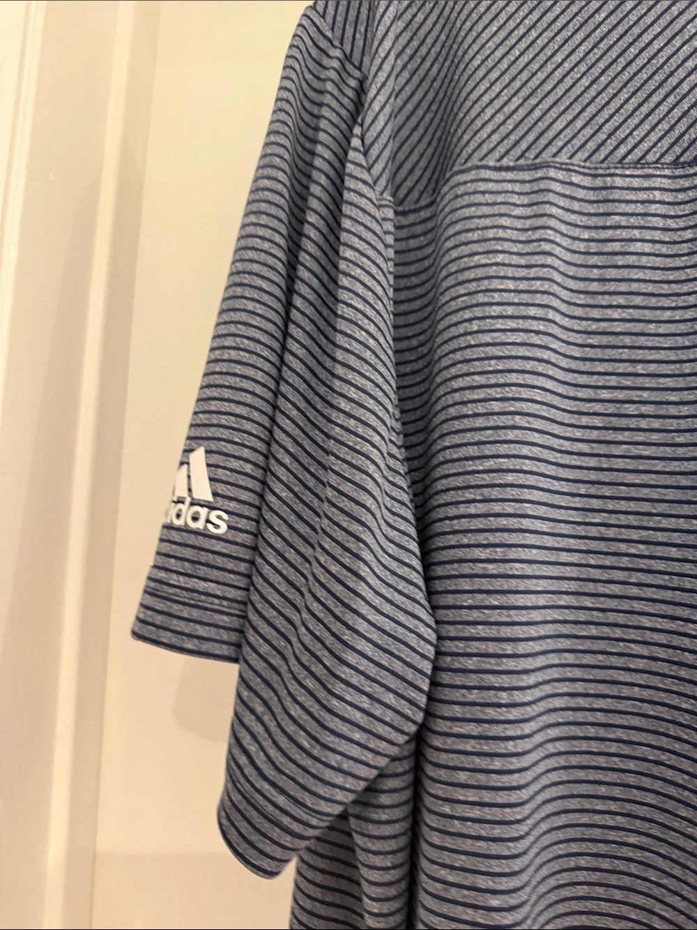 adidas Men’s Navy and White Micro-Striped Polo. Worn once.